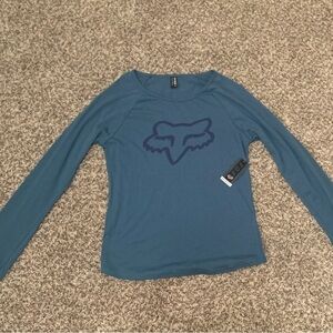 NWT Fox Women's Teal Long Sleeve Shirt w/ Crew Neckline Size Medium